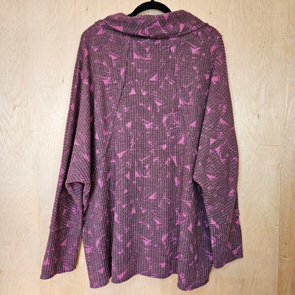 LULAROE Kristen Purple Cowl Neck Waffle Knit Long Dolman Sleeve Size XL - Picture 2 of 6